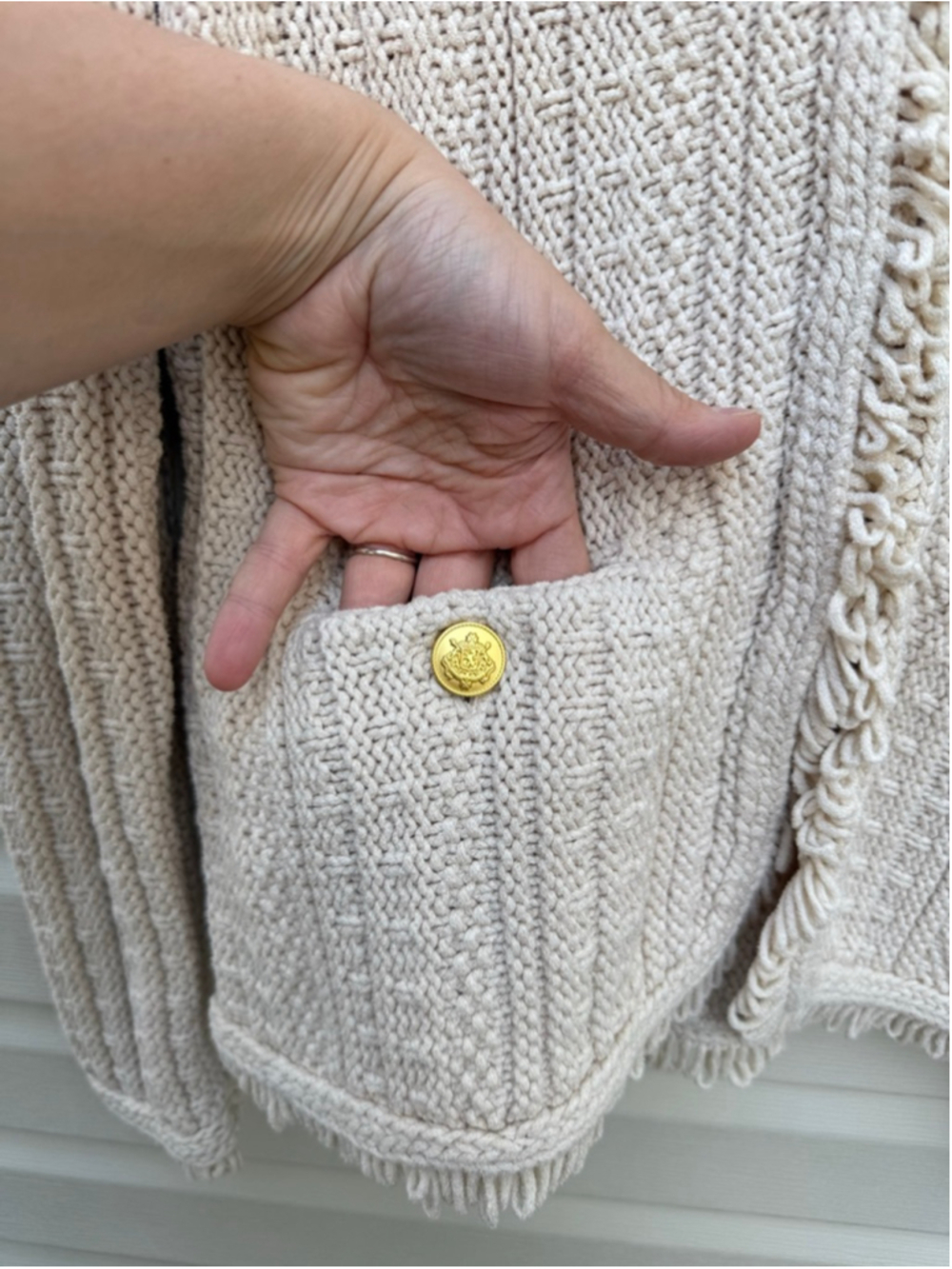 J.Crew Merino Wool Cable Knit Cardigan Sweater Cream Medium NWT - Picture 5 of 8